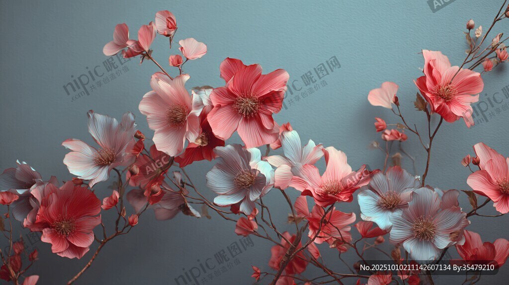 梦幻粉色花卉绽放图景