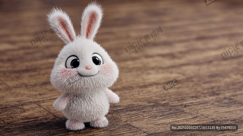 可爱毛绒小兔摆件