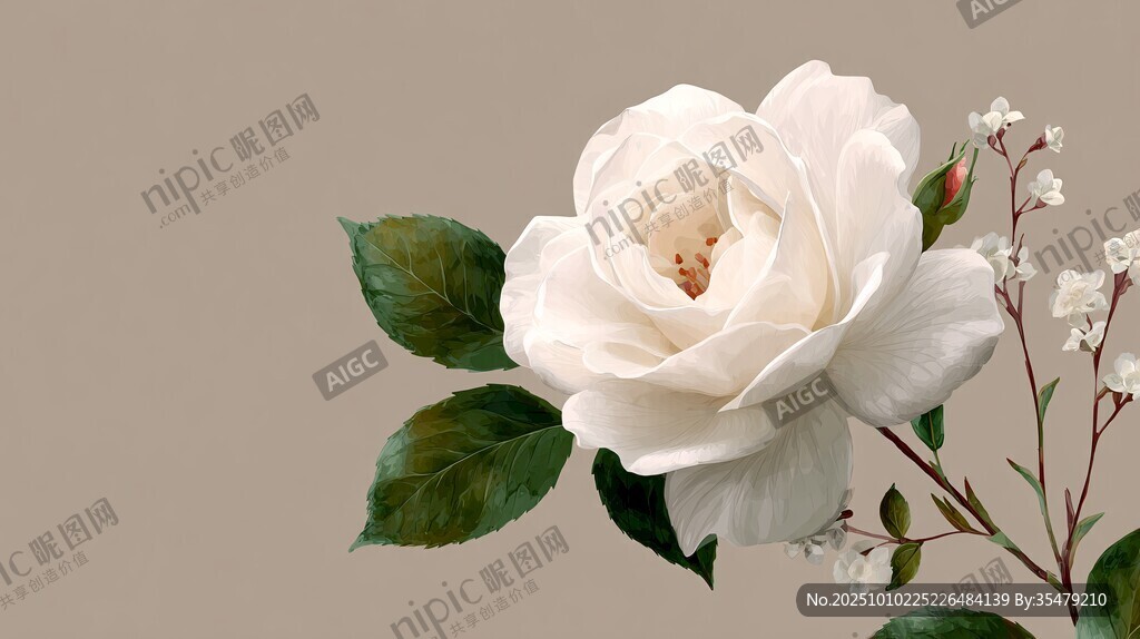 纯白玫瑰绽放优雅之美