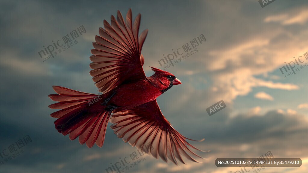 红雀翱翔于天际