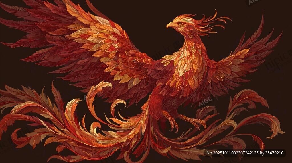 烈焰凤凰展翅图
