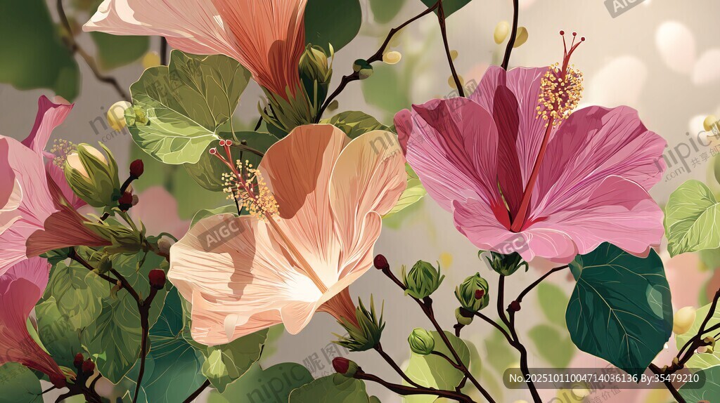 梦幻芙蓉花绽放之美