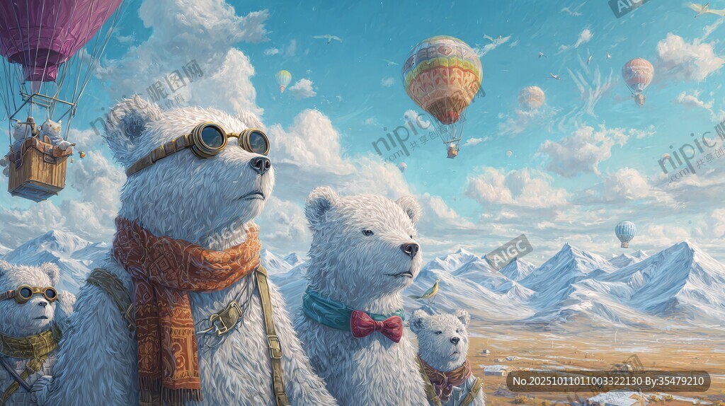 北极熊乘热气球奇幻之旅