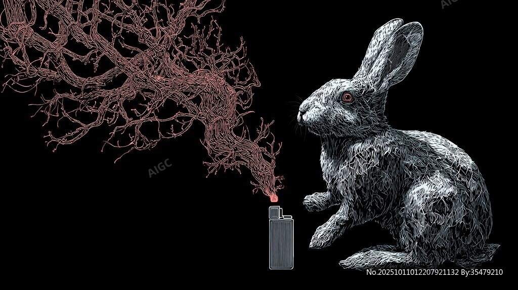 兔子与火柴的奇幻光影画面