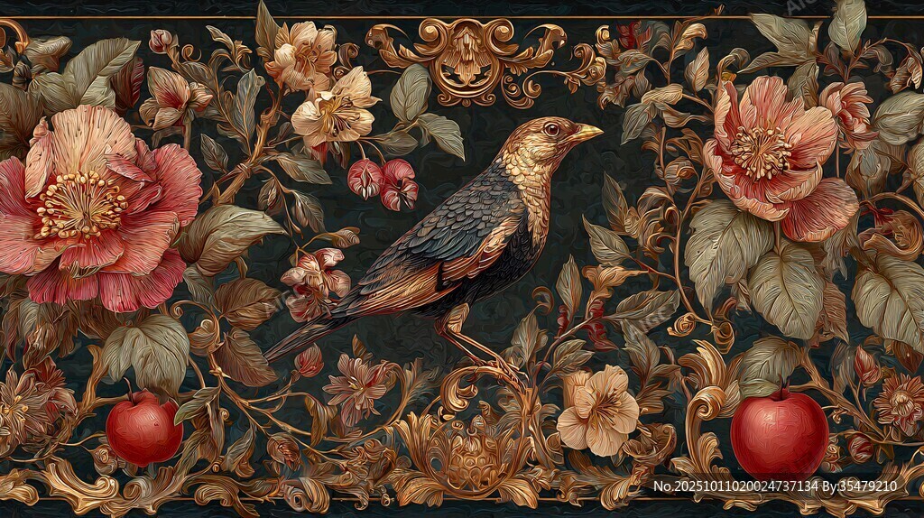 复古花鸟装饰艺术图案