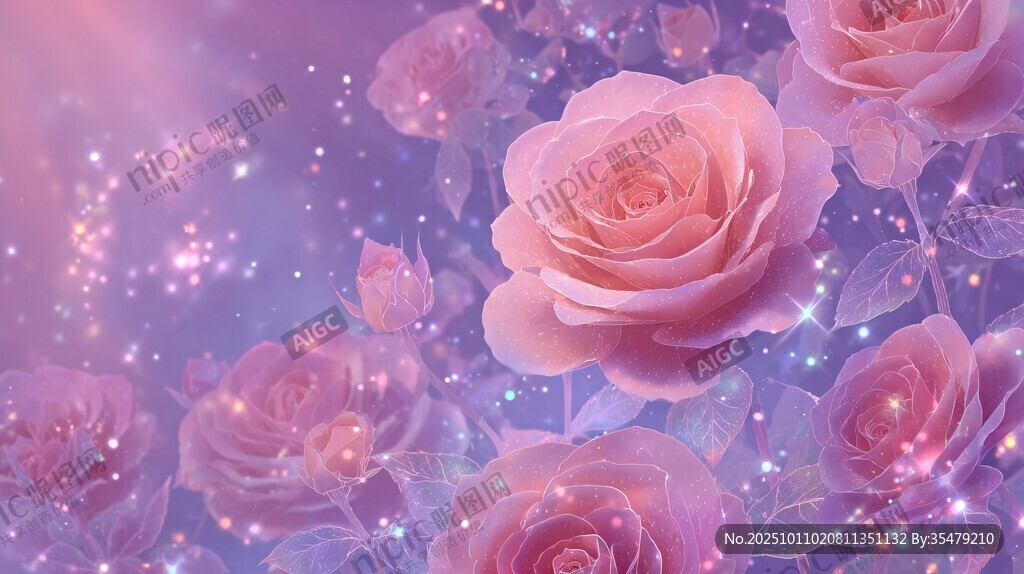 梦幻粉玫瑰星空浪漫背景