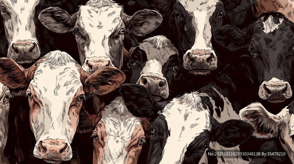 一群奶牛的特写画面