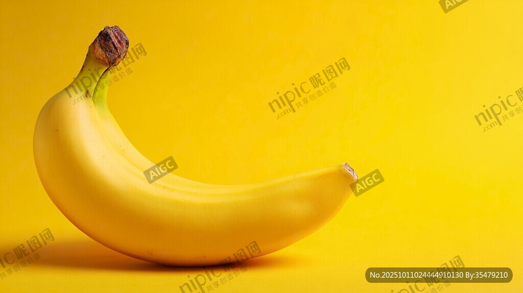 黄色背景上的鲜黄香蕉