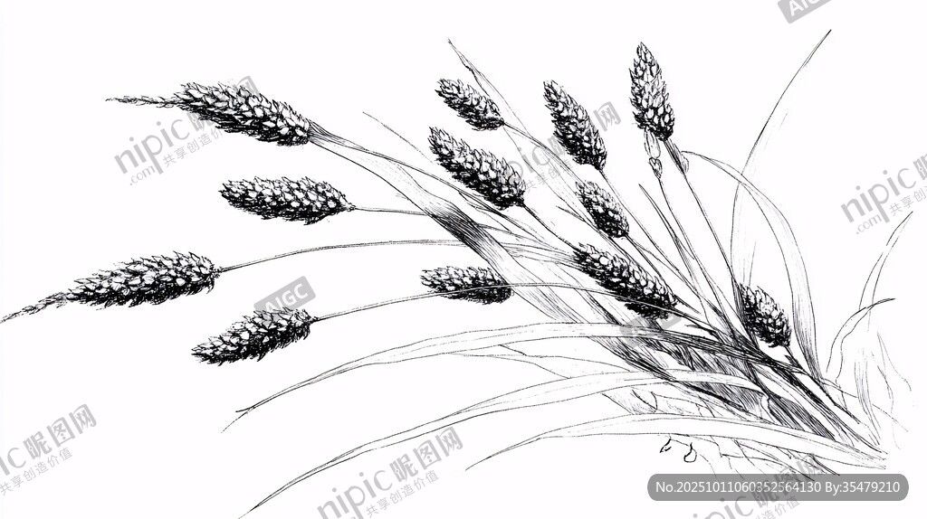 麦穗素描图
