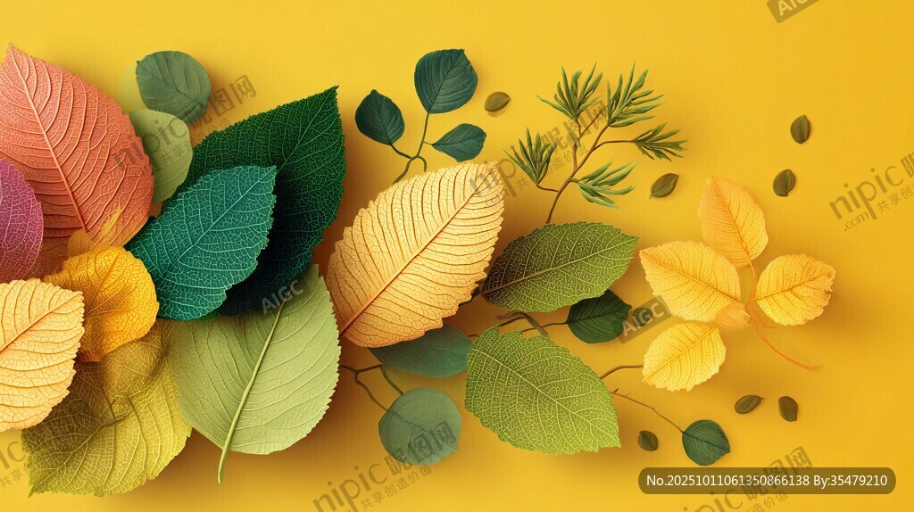 多彩秋叶装点的秋日美景