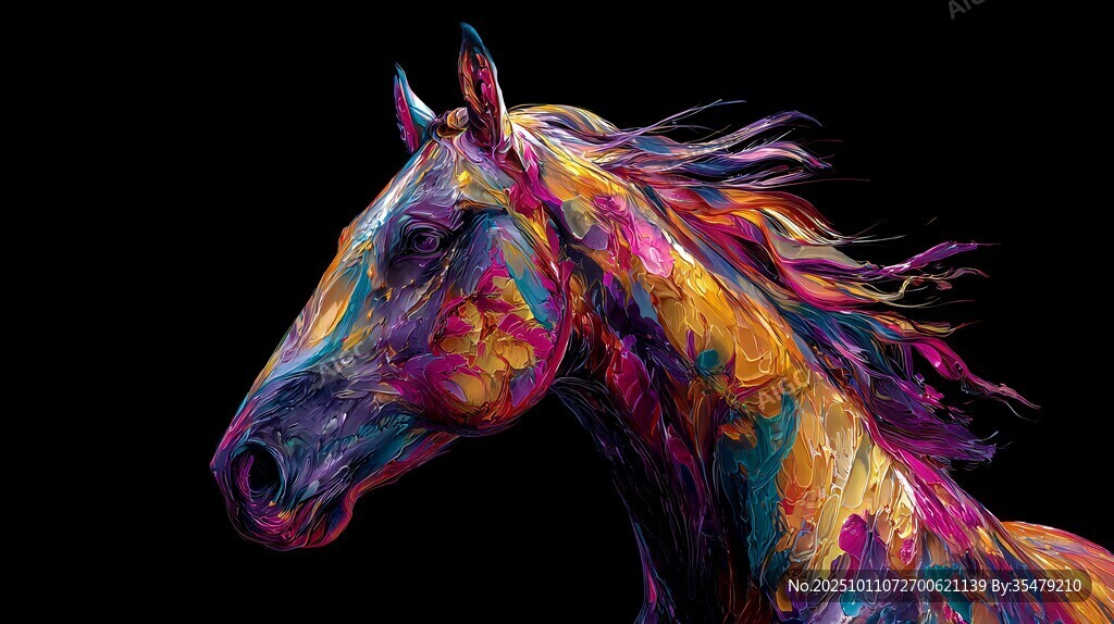 炫彩斑斓马头艺术画作