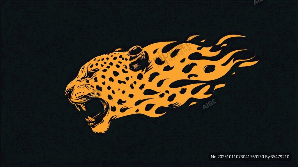 火焰猎豹头像图案设计