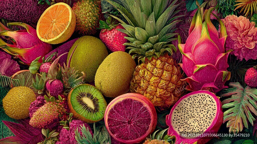 缤纷多彩的热带水果盛宴