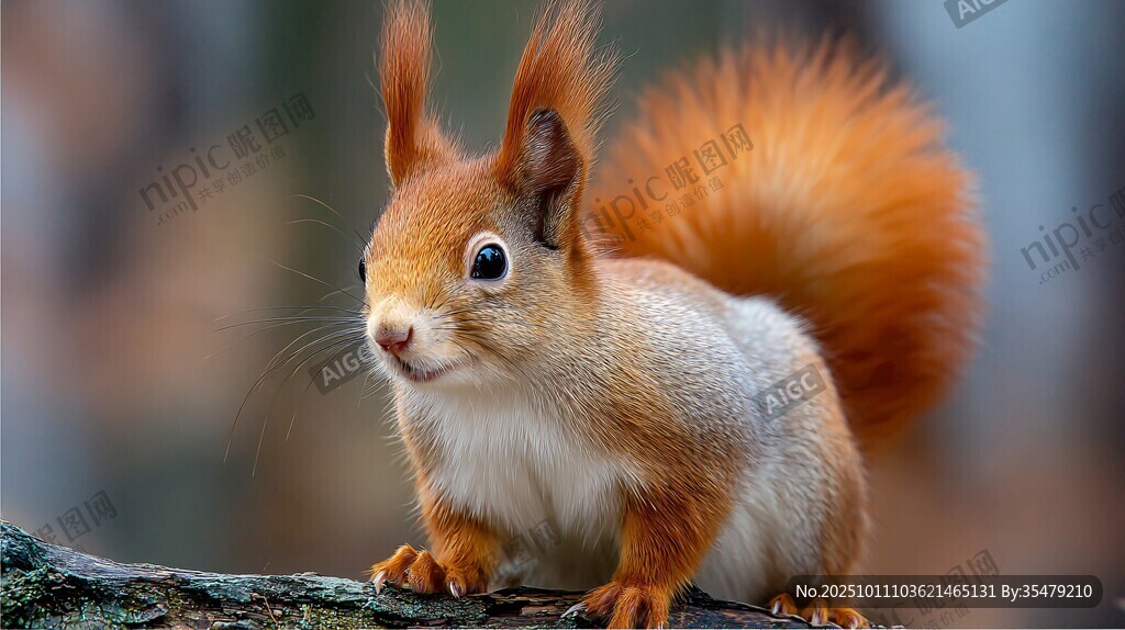 可爱红松鼠立于枝头