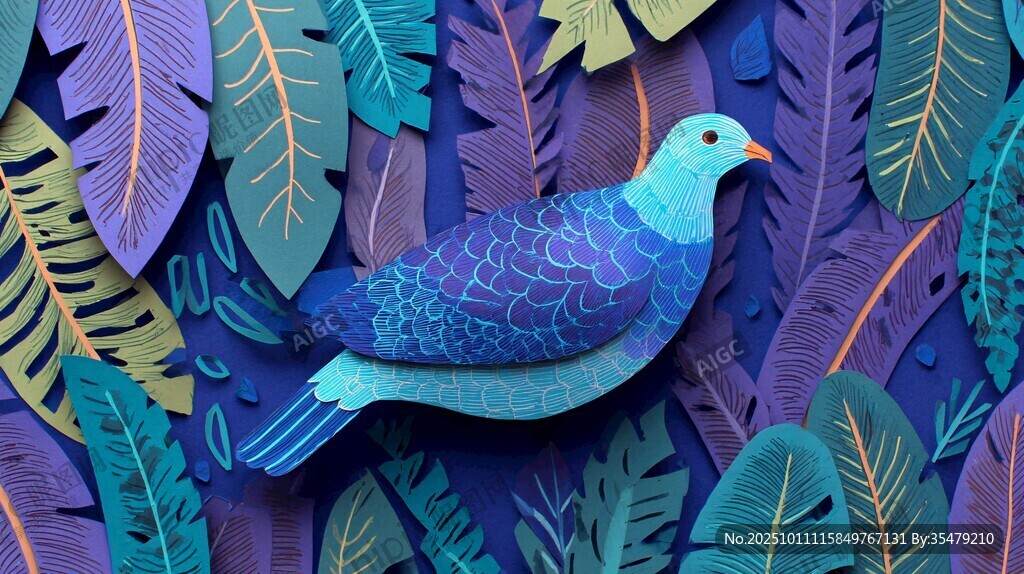 叶间蓝鸽的梦幻纸艺世界
