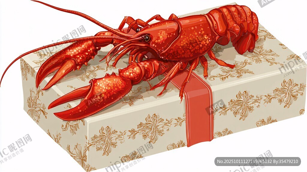 礼盒上的红色大龙虾