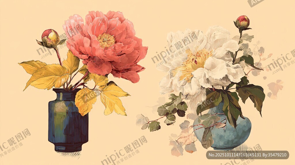 花瓶中的娇艳花卉