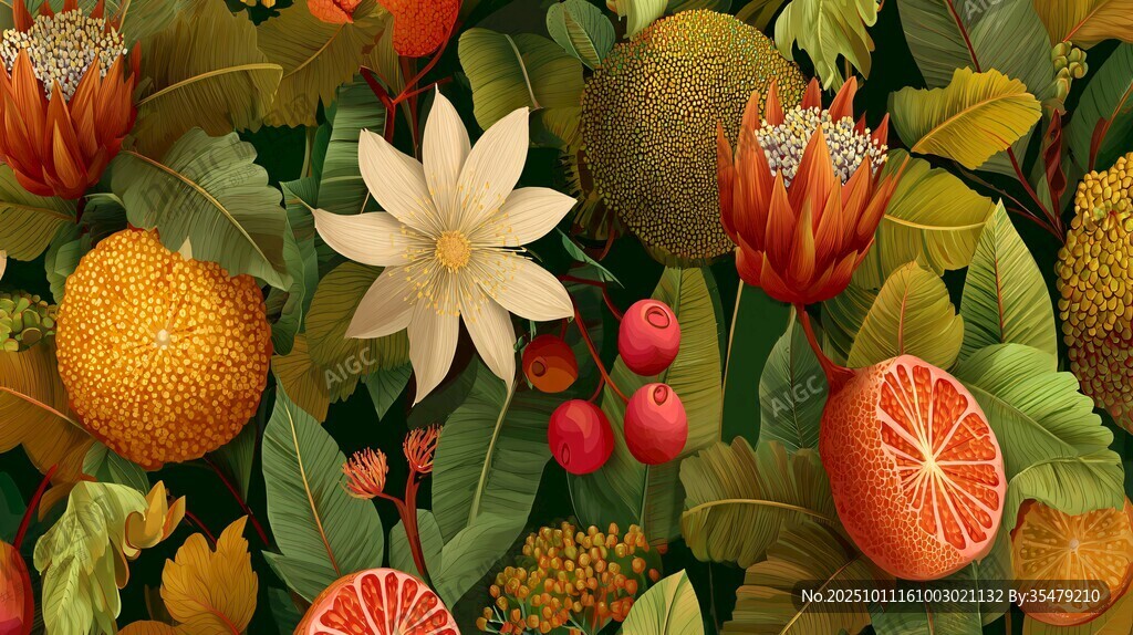 缤纷水果花卉插画图案