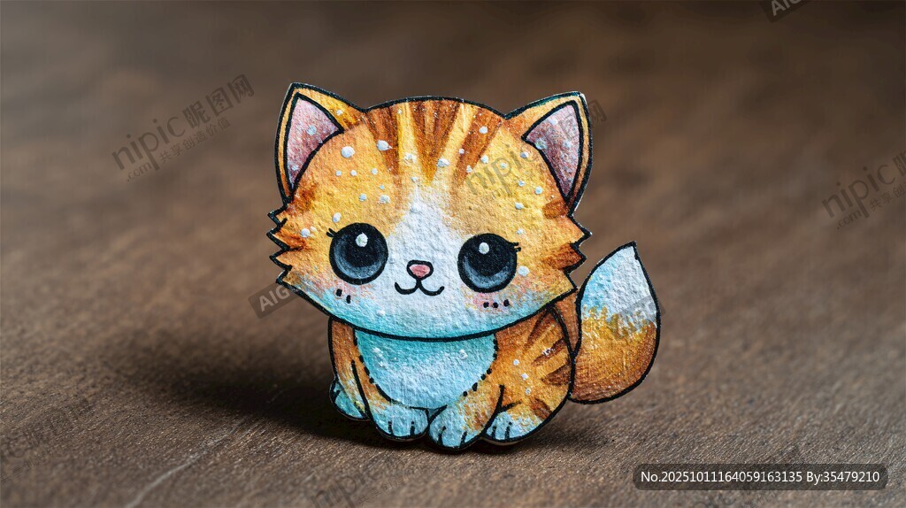 可爱手绘风小猫胸针