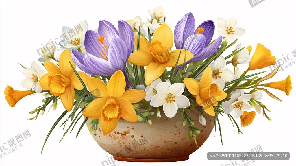 春日花卉盆栽 色彩缤纷