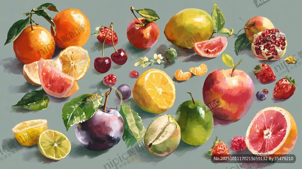 多彩缤纷的新鲜水果集合