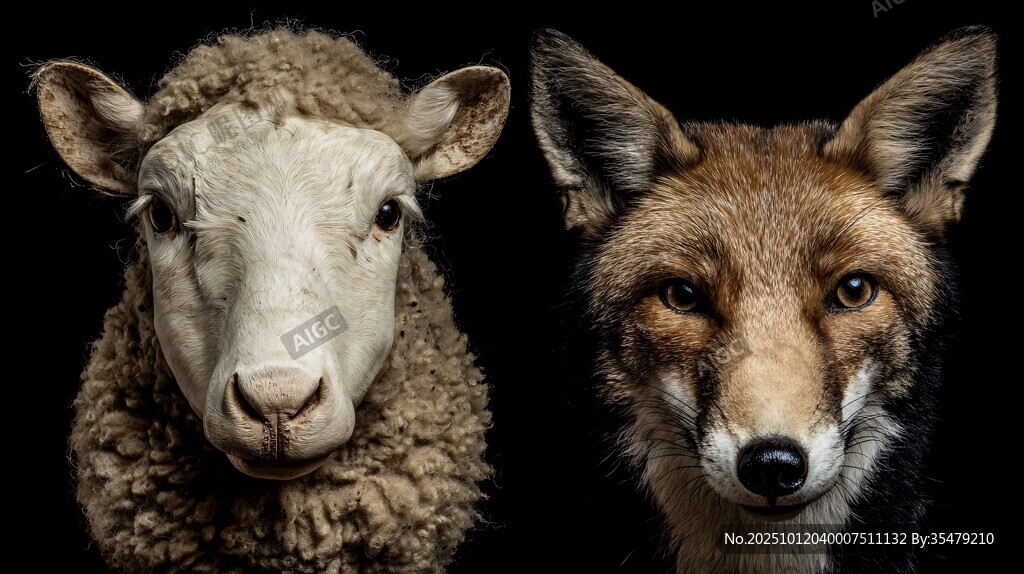 羊与狐的对视特写