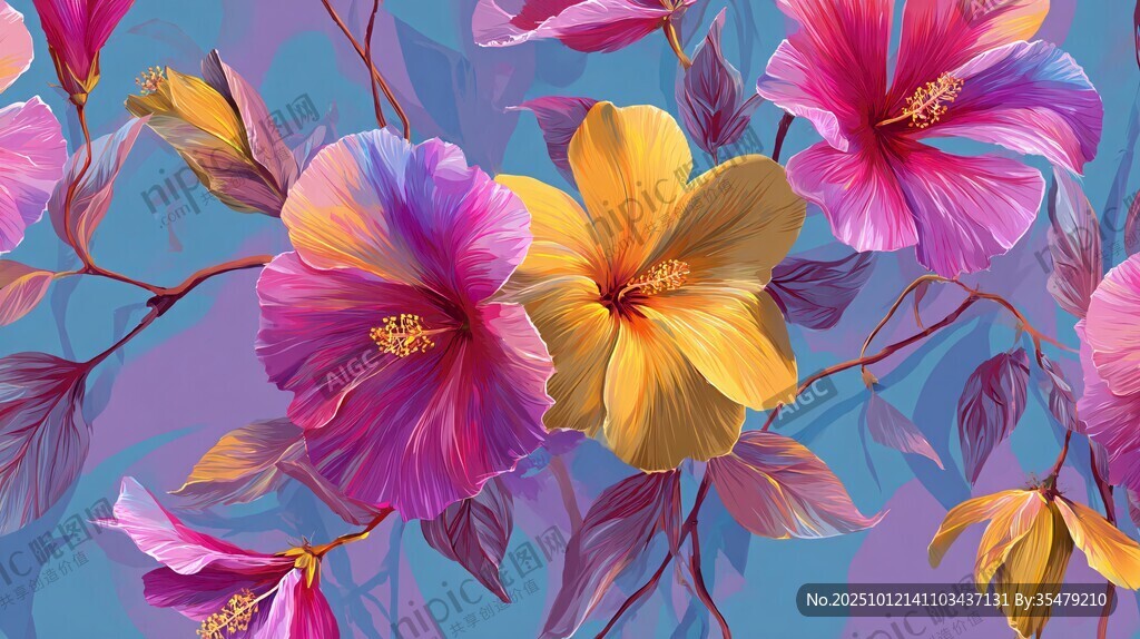 绚丽多彩花卉图案背景