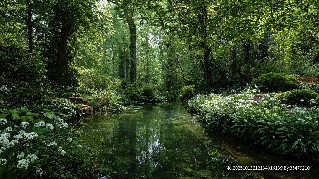 静谧森林中的清幽溪流