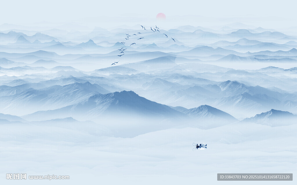 禅意水墨山水画