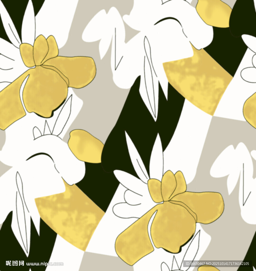 几何花卉图案清新