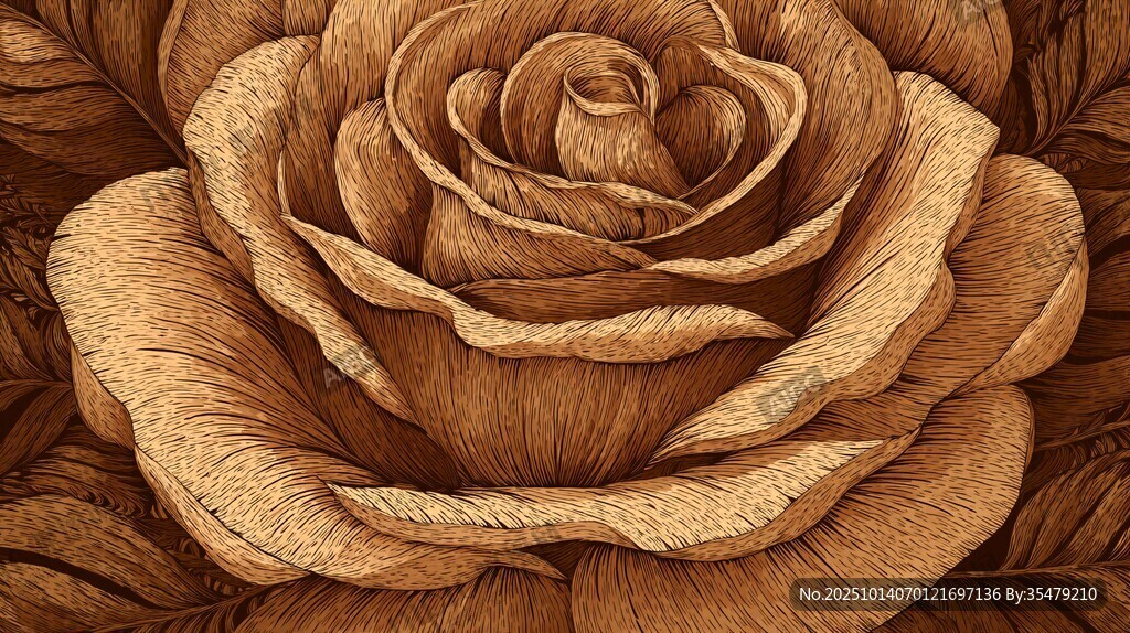 木雕质感的精美棕色玫瑰花