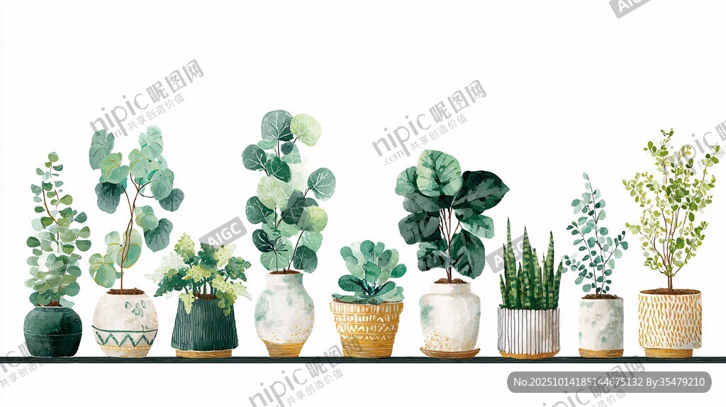 一排清新绿植装点家居