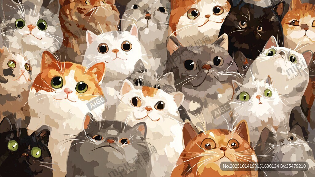 一群萌猫大集合