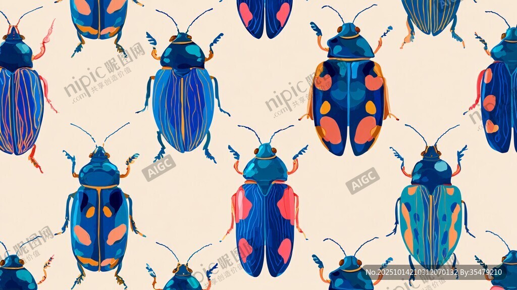多彩甲虫图案 创意昆虫设计