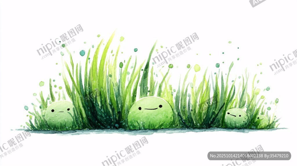 草丛中的萌趣绿色小精灵