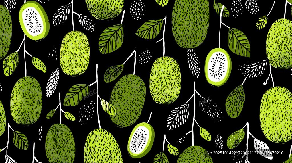 绿色猕猴桃图案无缝背景