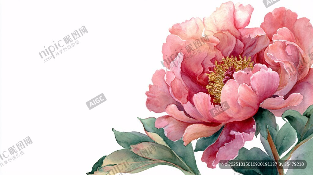 娇艳盛开的粉色牡丹花