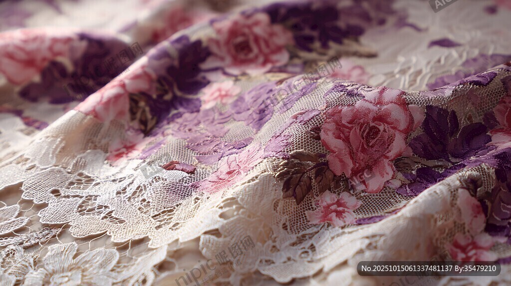 花卉蕾丝面料特写