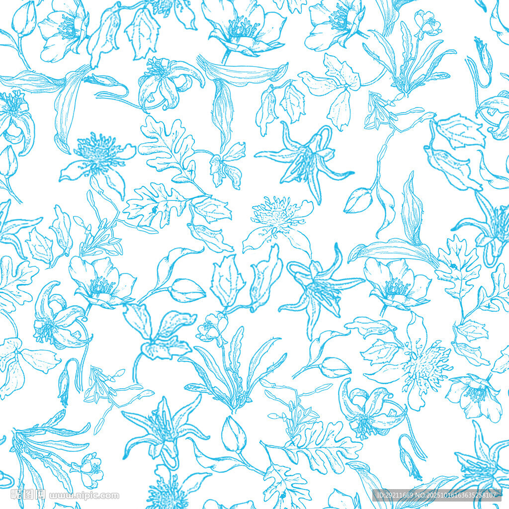 浅蓝色花卉图案背景图