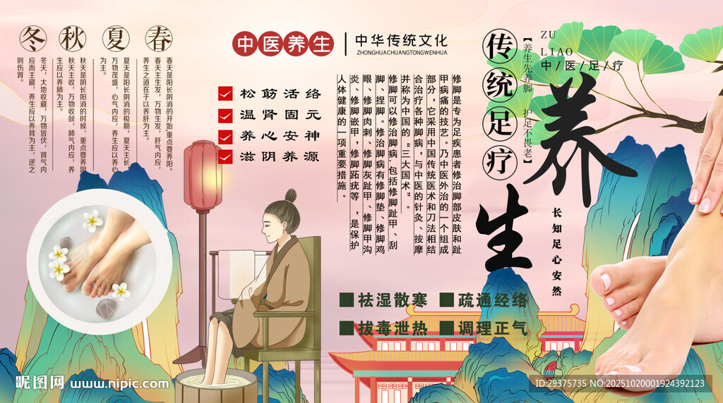 足疗养生背景墙