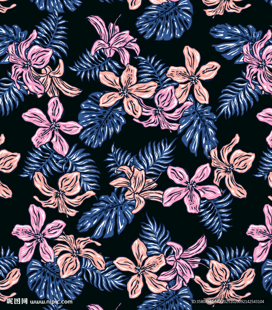 热带花卉图案风