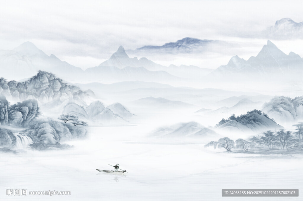 新中式山水背景墙