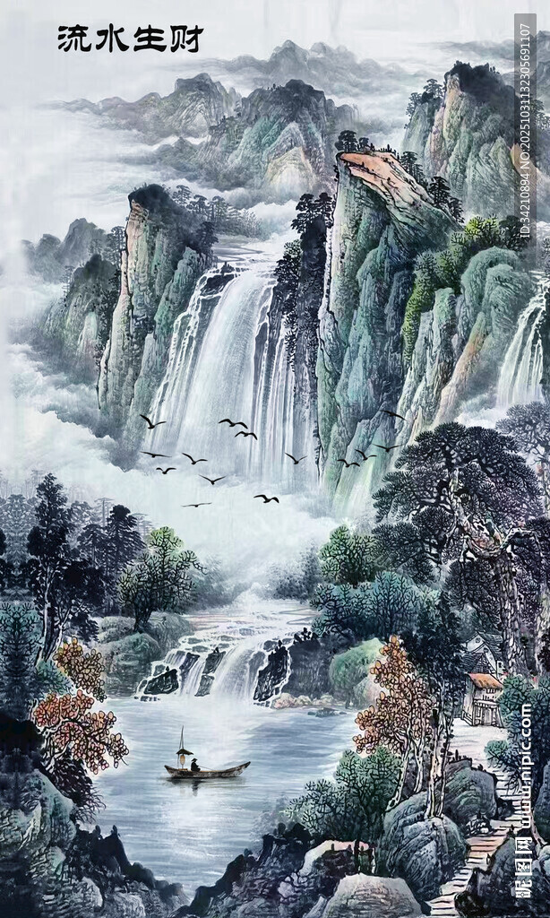 竖幅水墨山水画