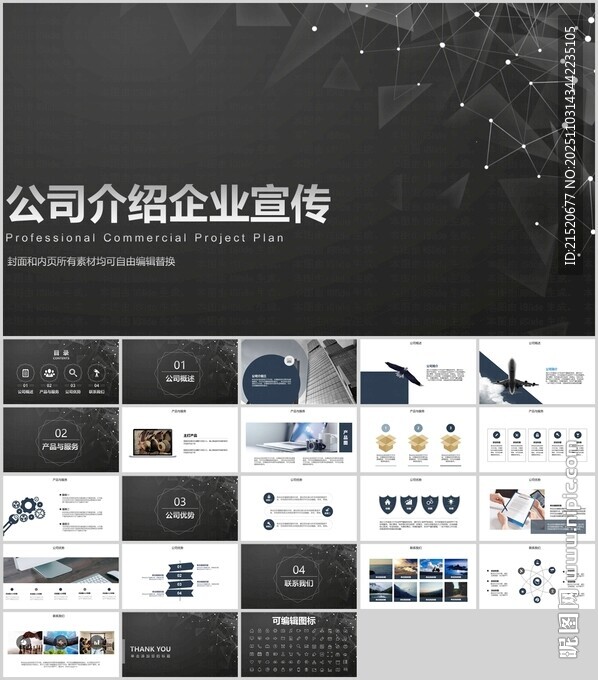 简约黑底企业宣传介绍