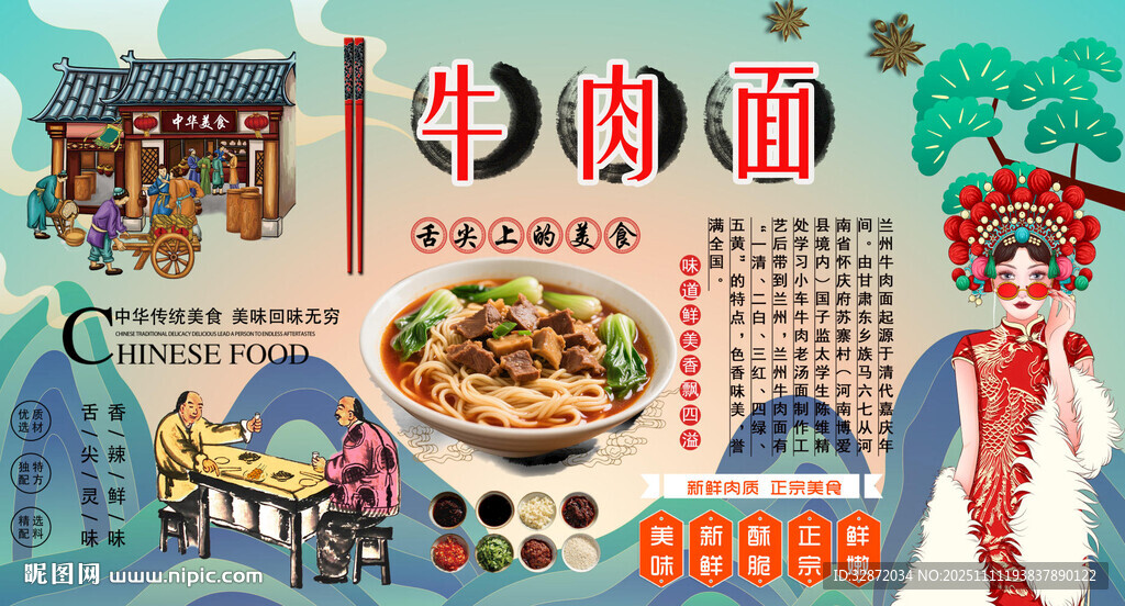 兰州牛肉面背景墙