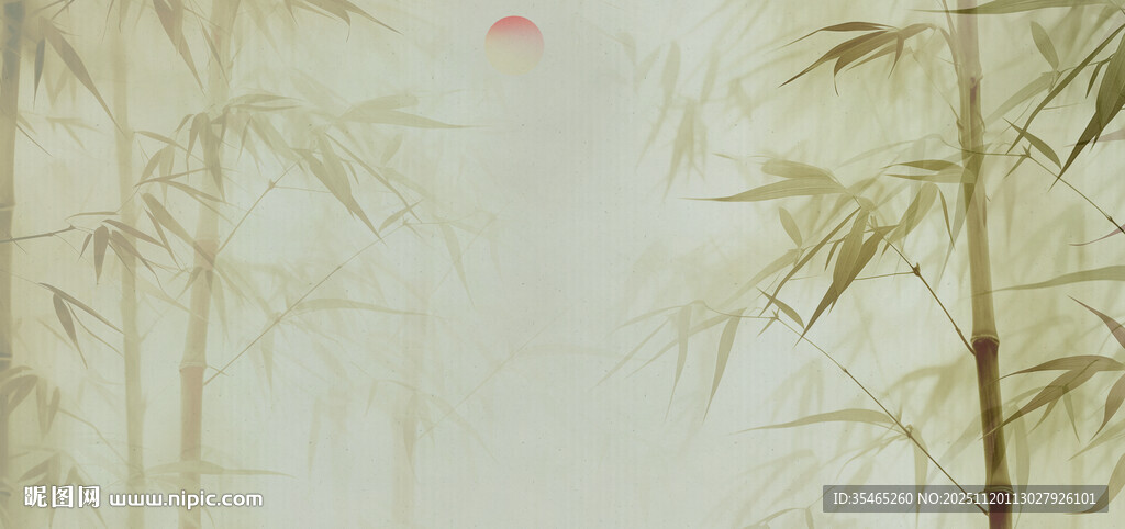 灯箱水墨竹子背景墙