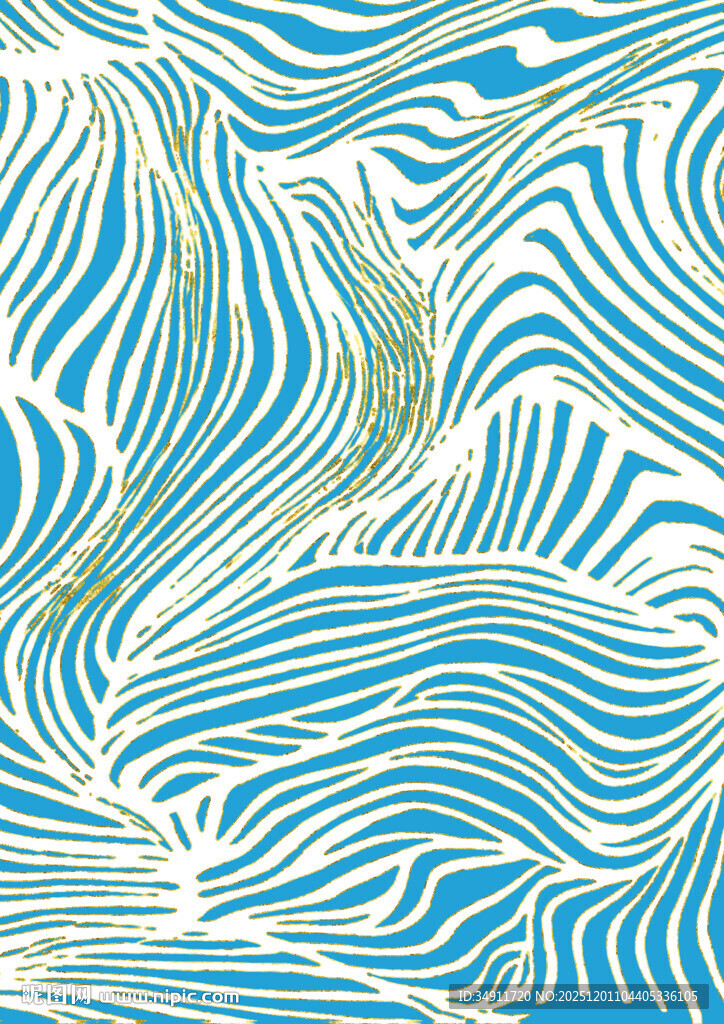 蓝白波浪纹理抽象图案