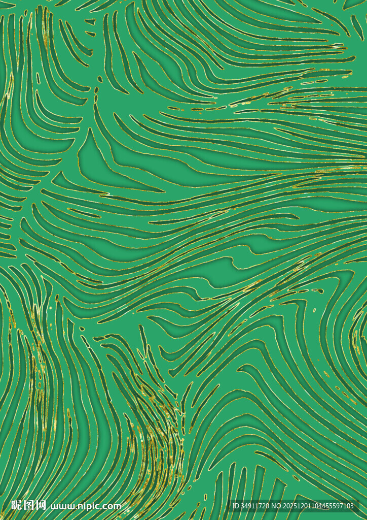 绿色金纹抽象纹理图案