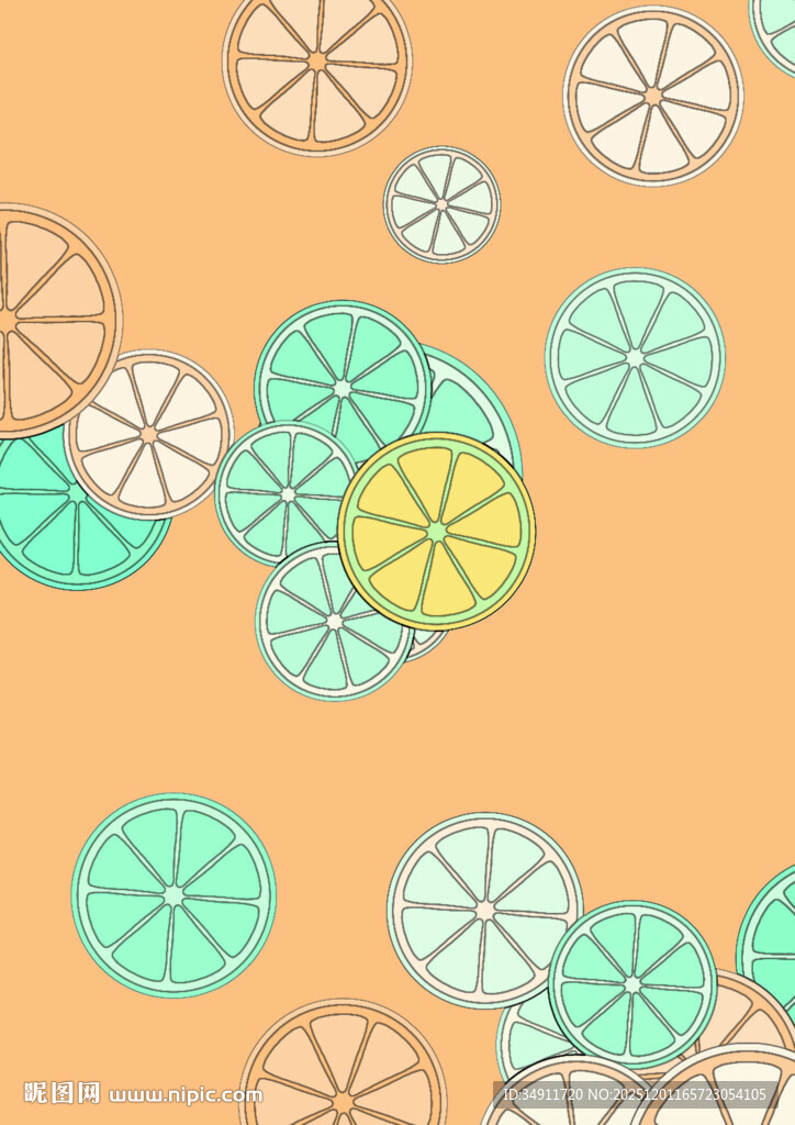 橙色背景多彩几何圆形图案