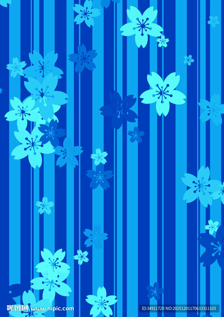 蓝色雪花条纹背景图案